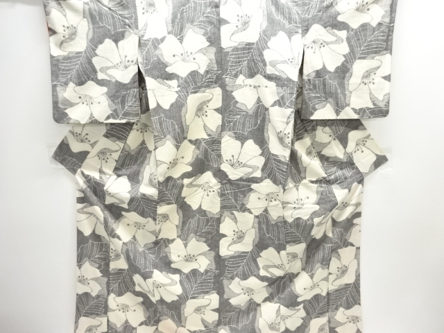 JAPANESE KIMONO / TSUMUGI / WOVEN FLOWER